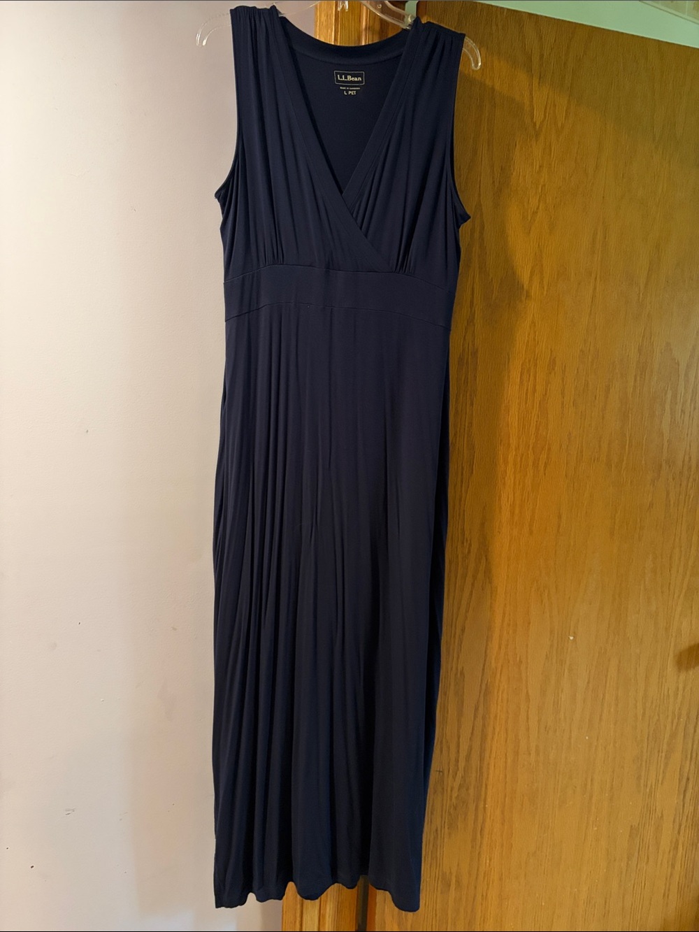 L.L. Bean Midnight Navy Sleeveless V-Neck Maxi Dress